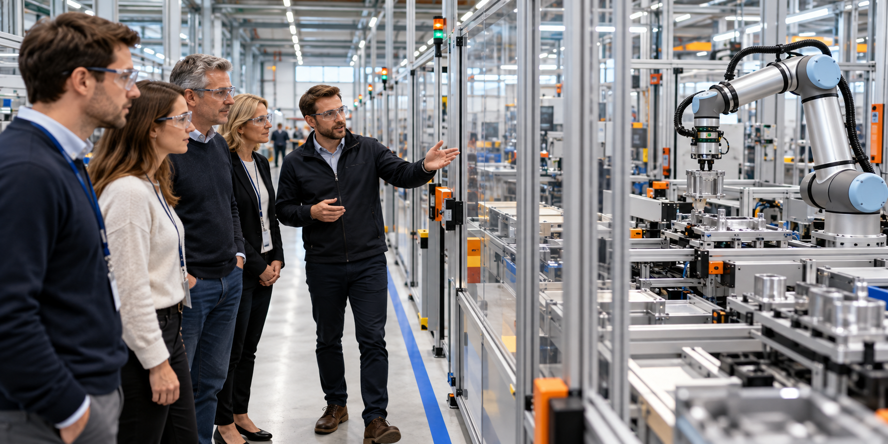 Geführte Besichtigung eines Industrieroboters